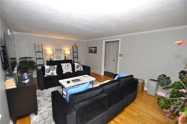 4648 Glencliffe Rd, Manlius, NY 13104 - living area with ornamental molding, light wood-style floors, and baseboards
