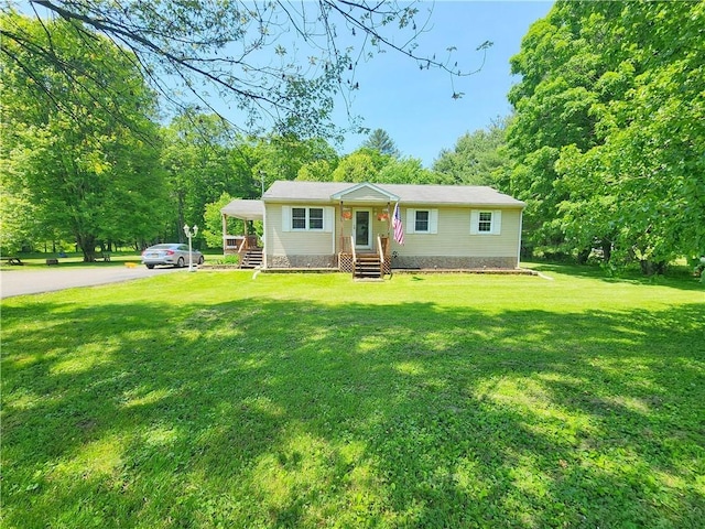 1305 Wyncoop Creek Rd, Chemung, NY 14825 - view of front of home featuring a front yard, entry steps, and asphalt driveway