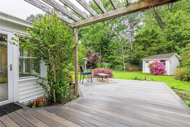 68 Colonial Village Rd, Brighton, NY 14625 - wooden terrace featuring a yard and a pergola