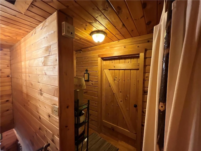 3921 State Route 226, Tyrone, NY 14837 - hall featuring wooden ceiling, wooden walls, and wood finished floors