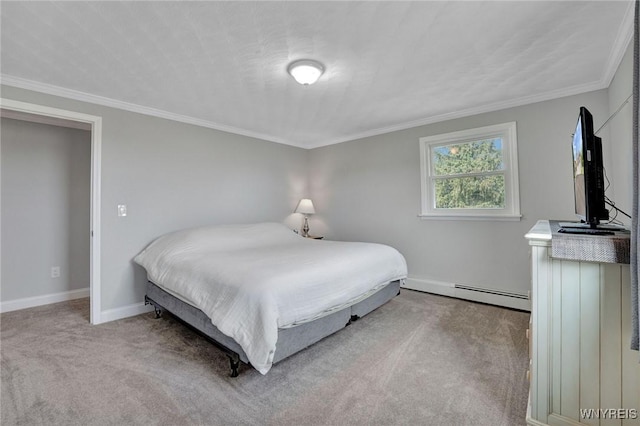 2194 Rte 39, Sheridan, NY 14062 - bedroom with carpet flooring, baseboard heating, baseboards, and ornamental molding