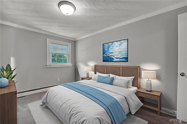 2194 Rte 39, Sheridan, NY 14062 - carpeted bedroom with ornamental molding, a baseboard radiator, and baseboards