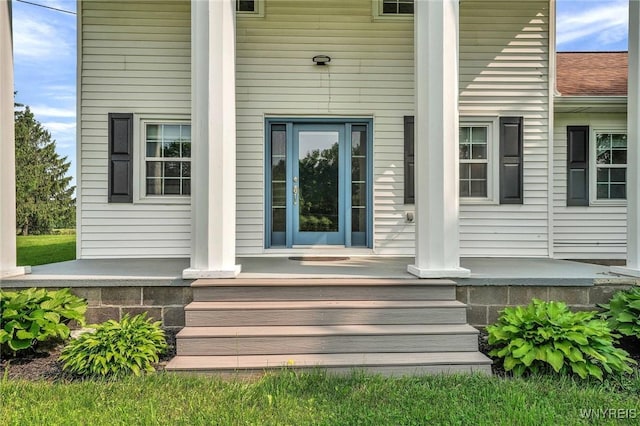 2194 Rte 39, Sheridan, NY 14062 - view of exterior entry with a porch and a shingled roof