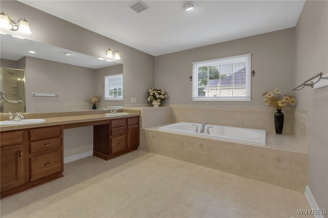 6017 Corinne Ln, Clarence, NY 14032 - bathroom with double vanity, plenty of natural light, and a bath