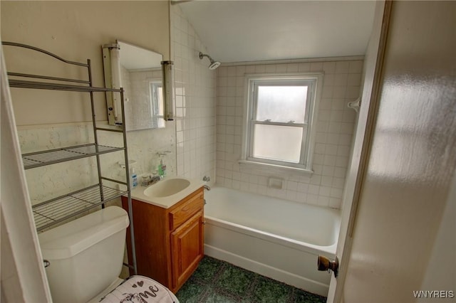 15 Arbour Ln, Buffalo, NY 14220 - full bath featuring vanity, shower / bath combination, toilet, and lofted ceiling