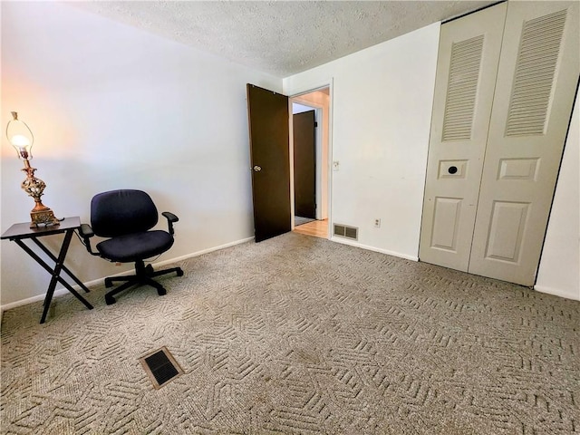 508 Countess Dr, Henrietta, NY 14586 - office area featuring carpet floors, a textured ceiling, and baseboards