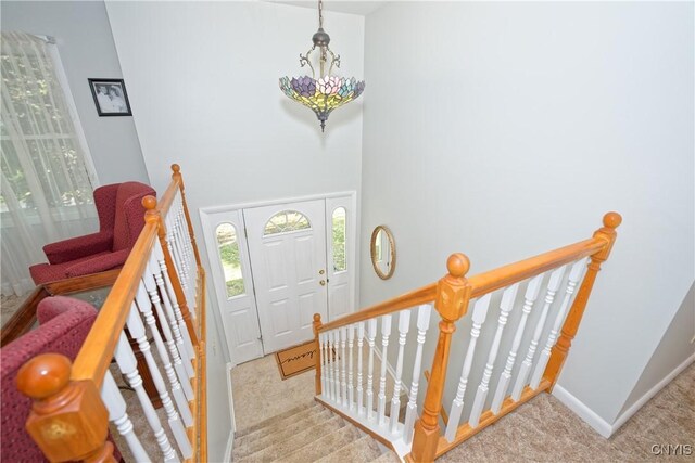 12 Sparrowbush Rd S, S, NY 12110 - entryway featuring carpet, baseboards, and a high ceiling