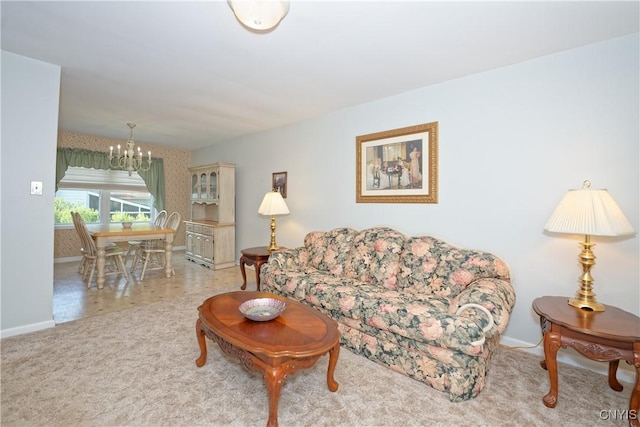 12 Sparrowbush Rd S, S, NY 12110 - living area with a chandelier, baseboards, and carpet