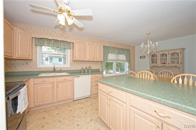 12 Sparrowbush Rd S, S, NY 12110 - kitchen with white dishwasher, a sink, stainless steel range with electric cooktop, and light brown cabinetry