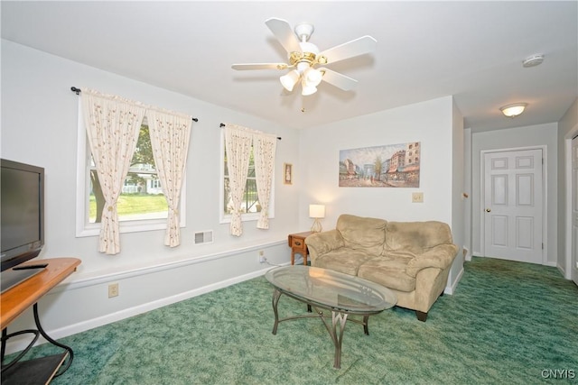12 Sparrowbush Rd S, S, NY 12110 - carpeted living area featuring ceiling fan and baseboards