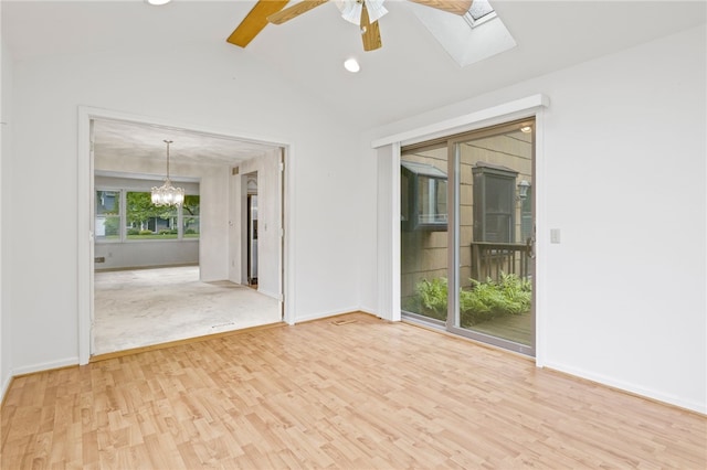 69 Tree Brook Dr, Penfield, NY 14625 - empty room featuring a ceiling fan, wood finished floors, a chandelier, baseboards, and recessed lighting