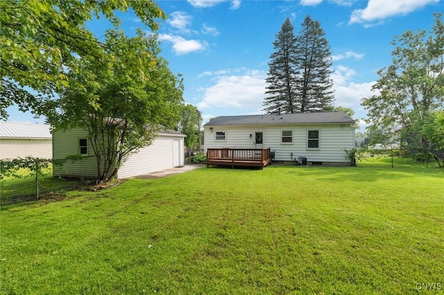 109 Blanchard Blvd, Van Buren, NY 13209 - rear view of house featuring a wooden deck and an outbuilding