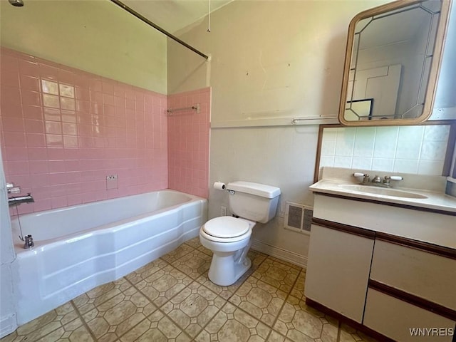11920 Clarence Center Rd, Newstead, NY 14001 - full bath with toilet, shower / tub combination, vanity, and tasteful backsplash