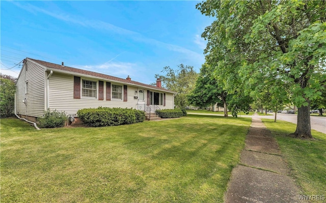 63 Princeton Ct, Cheektowaga, NY 14225 - ranch-style house featuring a front lawn and a chimney