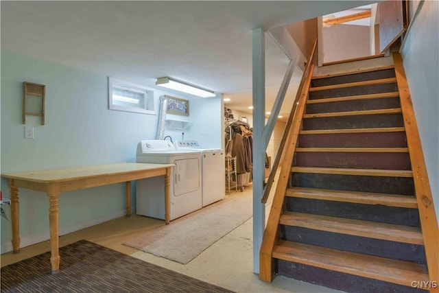 1010 Simmons Rd, Sterling, NY 13156 - stairs featuring independent washer and dryer and concrete flooring