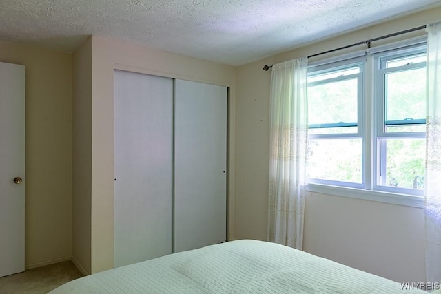 18 Tree Top Dr, Penfield, NY 14625 - bedroom with multiple windows, carpet floors, a closet, and a textured ceiling