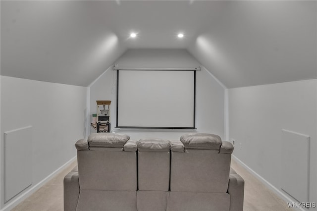 392 Quarry Run, Grand Island, NY 14072 - cinema room with lofted ceiling, light colored carpet, baseboards, and recessed lighting