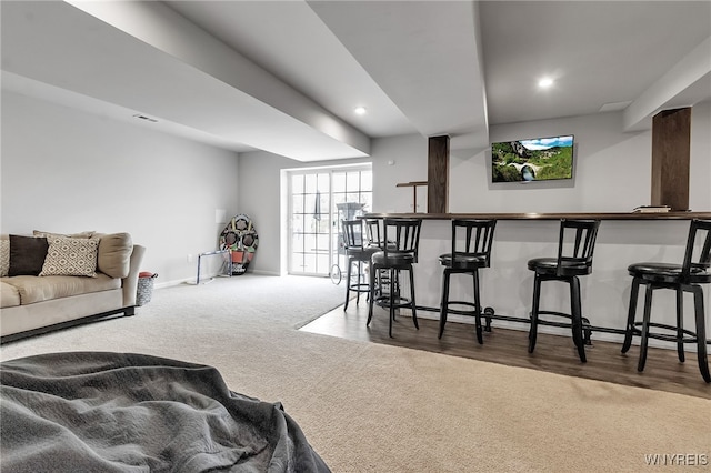 392 Quarry Run, Grand Island, NY 14072 - indoor dry bar featuring baseboards, recessed lighting, and carpet