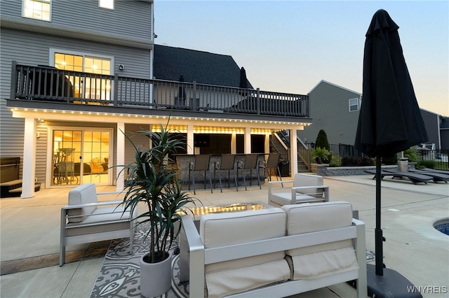392 Quarry Run, Grand Island, NY 14072 - rear view of property featuring an outdoor hangout area, a balcony, a patio, and stairway