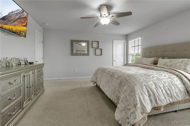 392 Quarry Run, Grand Island, NY 14072 - bedroom featuring light carpet, baseboards, and a ceiling fan