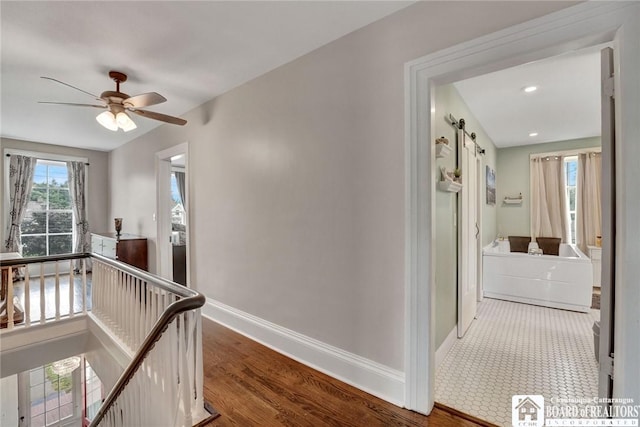 123 Central Ave, Pomfret, NY 14063 - hall featuring an upstairs landing and recessed lighting