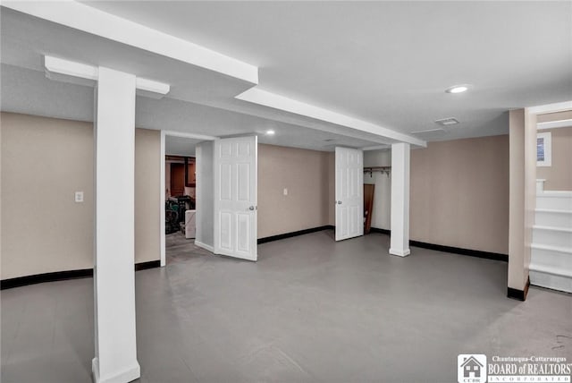 123 Central Ave, Pomfret, NY 14063 - finished below grade area featuring recessed lighting and stairs