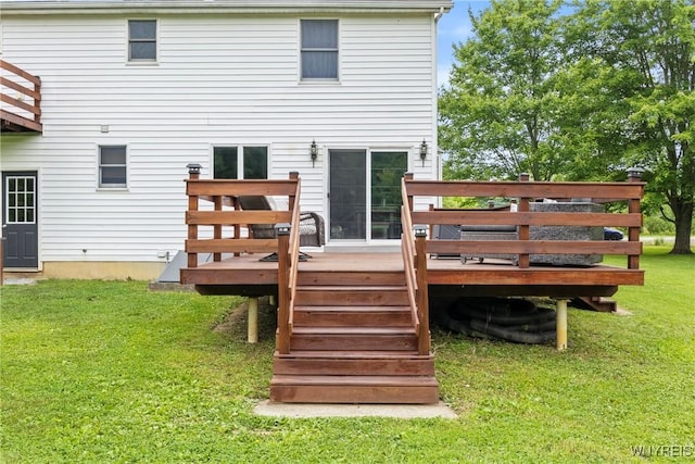 1621 Cain Rd, Brant, NY 14111 - rear view of property featuring a deck and a lawn