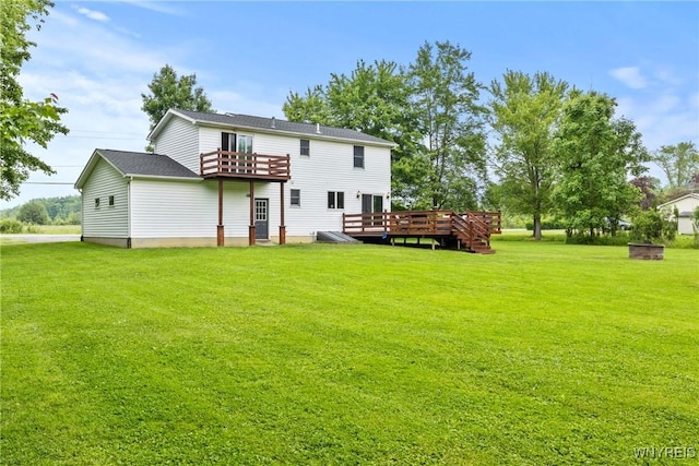 1621 Cain Rd, Brant, NY 14111 - rear view of property with a wooden deck and a lawn