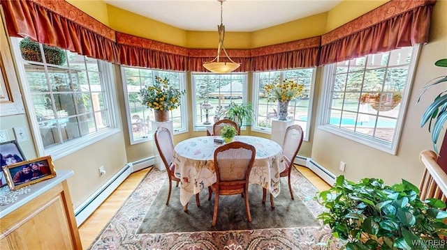 3248 Lockport Olcott Rd, Newfane, NY 14108 - dining space featuring a baseboard heating unit and light wood-style floors