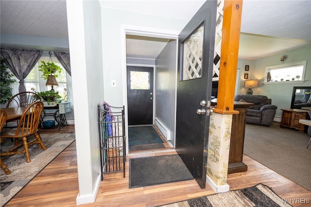 6817 Revere Dr, Evans, NY 14047 - foyer entrance featuring baseboard heating and wood finished floors