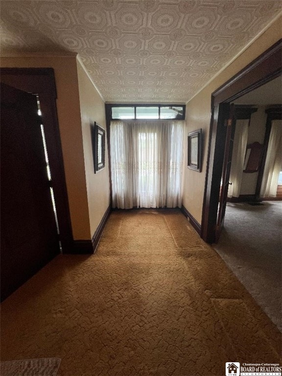 100 Eagle St, Pomfret, NY 14063 - carpeted empty room featuring baseboards and an ornate ceiling
