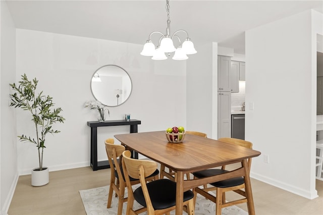 406 Westage At The Hbr, Irondequoit, NY 14617 - dining space featuring light wood-type flooring, a chandelier, and baseboards