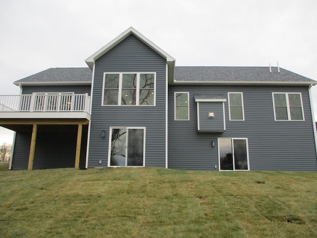 6 Royal Ct, Horseheads, NY 14845 - back of house featuring a yard, roof with shingles, and a wooden deck