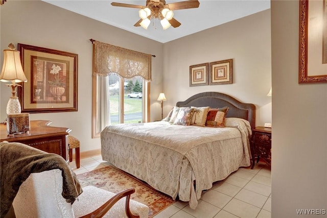 8770 Old State Rd, Allen, NY 14709 - bedroom featuring light tile patterned floors, access to exterior, and ceiling fan