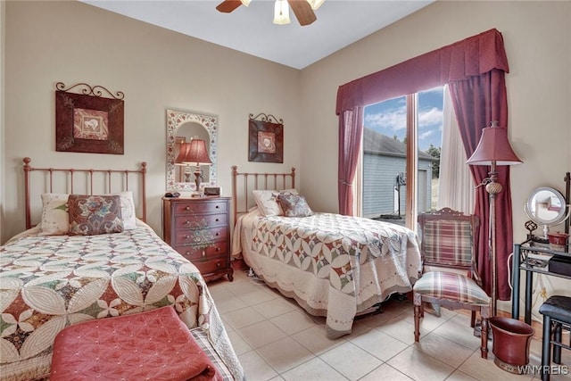 8770 Old State Rd, Allen, NY 14709 - bedroom featuring access to outside, light tile patterned floors, and ceiling fan