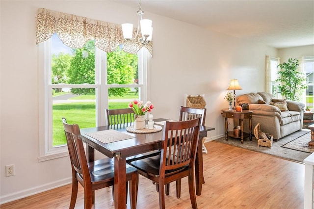 14 Glenn Hvn, Ogden, NY 14559 - dining space featuring a chandelier, light wood finished floors, and baseboards