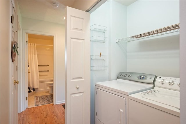 14 Glenn Hvn, Ogden, NY 14559 - laundry room with washing machine and dryer and light wood-style flooring