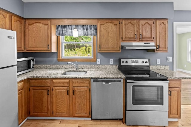 26 Prospect St, Delhi, NY 13753 - kitchen featuring stainless steel appliances, under cabinet range hood, a sink, and plenty of natural light