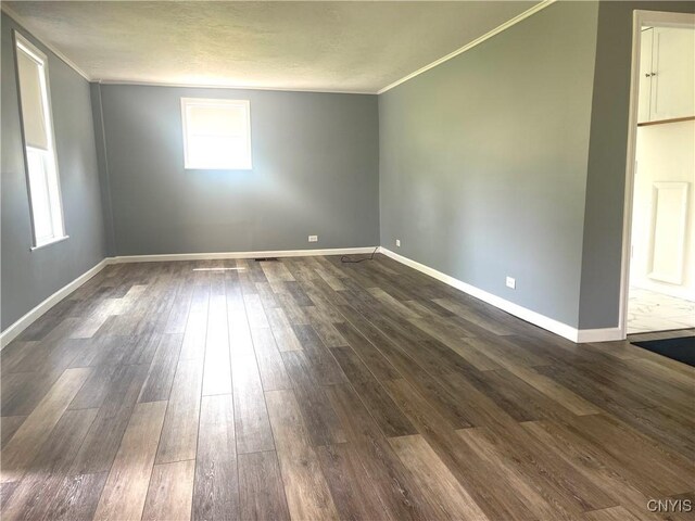 8807 N Main St, Le Ray, NY 13637 - spare room with ornamental molding, dark wood finished floors, and baseboards