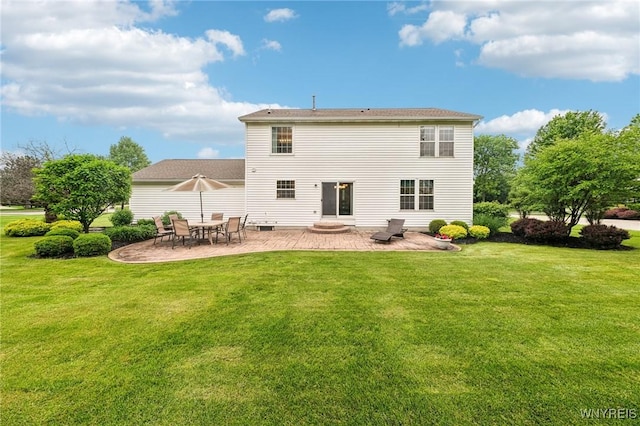 9377 Juniper Pl, Clarence, NY 14032 - back of house featuring a patio and a lawn