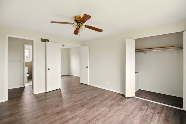 116 Surrey Hill Way, Henrietta, NY 14623 - unfurnished bedroom featuring wood finished floors, a closet, baseboards, and a ceiling fan