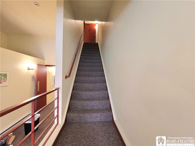 35 Miller Park, Chautauqua, NY 14722 - stairs featuring carpet floors and baseboards