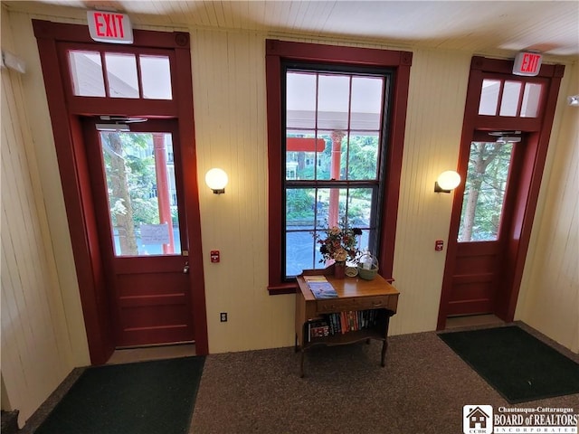 35 Miller Park, Chautauqua, NY 14722 - foyer featuring wood walls and carpet floors
