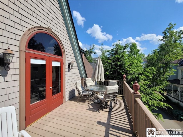 35 Miller Park, Chautauqua, NY 14722 - wooden terrace featuring outdoor dining space