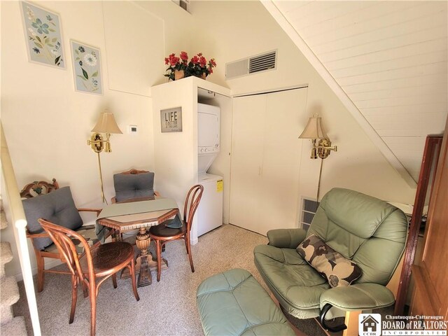 35 Miller Park, Chautauqua, NY 14722 - dining space featuring stacked washer / dryer