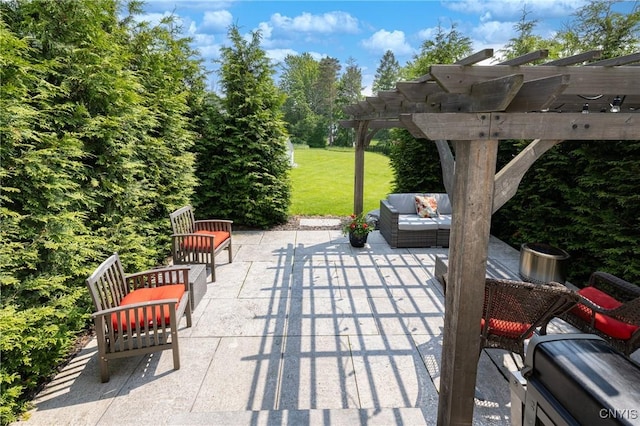60 E Elizabeth St, Skaneateles, NY 13152 - view of patio / terrace with a pergola and outdoor lounge area