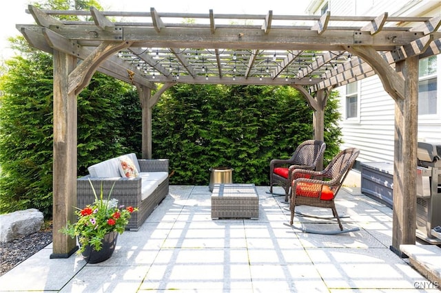 60 E Elizabeth St, Skaneateles, NY 13152 - view of patio / terrace featuring outdoor lounge area and a pergola