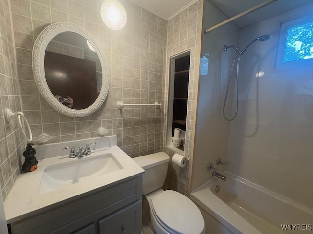 113 Hamilton St, Buffalo, NY 14207 - full bathroom featuring tile walls, bathtub / shower combination, and vanity