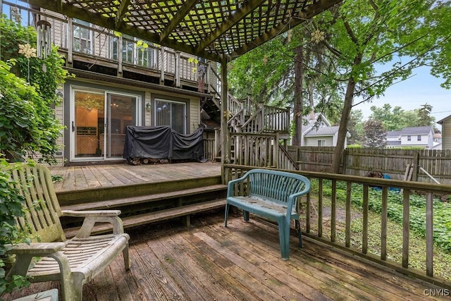 814 Oswego St, Salina, NY 13088 - deck with stairs and a pergola