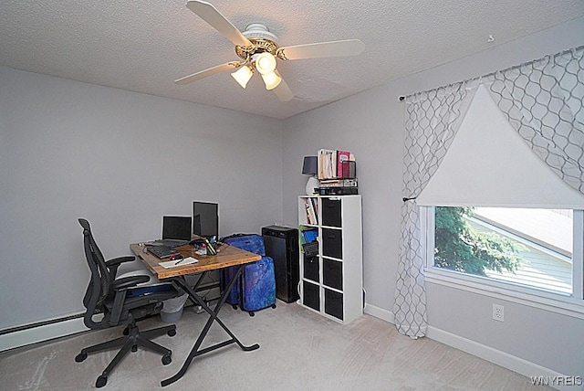 3190 Clearview Way, Hamburg, NY 14219 - office area with ceiling fan, a textured ceiling, and carpet flooring